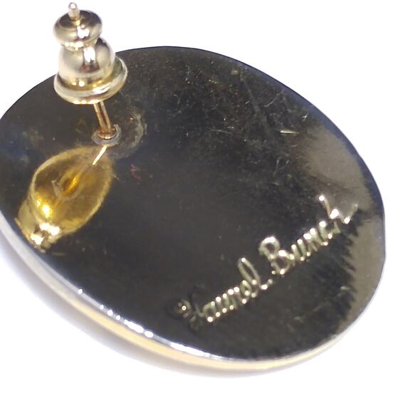 Laurel Burch Metallic Red & Purple Earrings, Gold Plated, 1980s Vintage - Picture 5 of 10